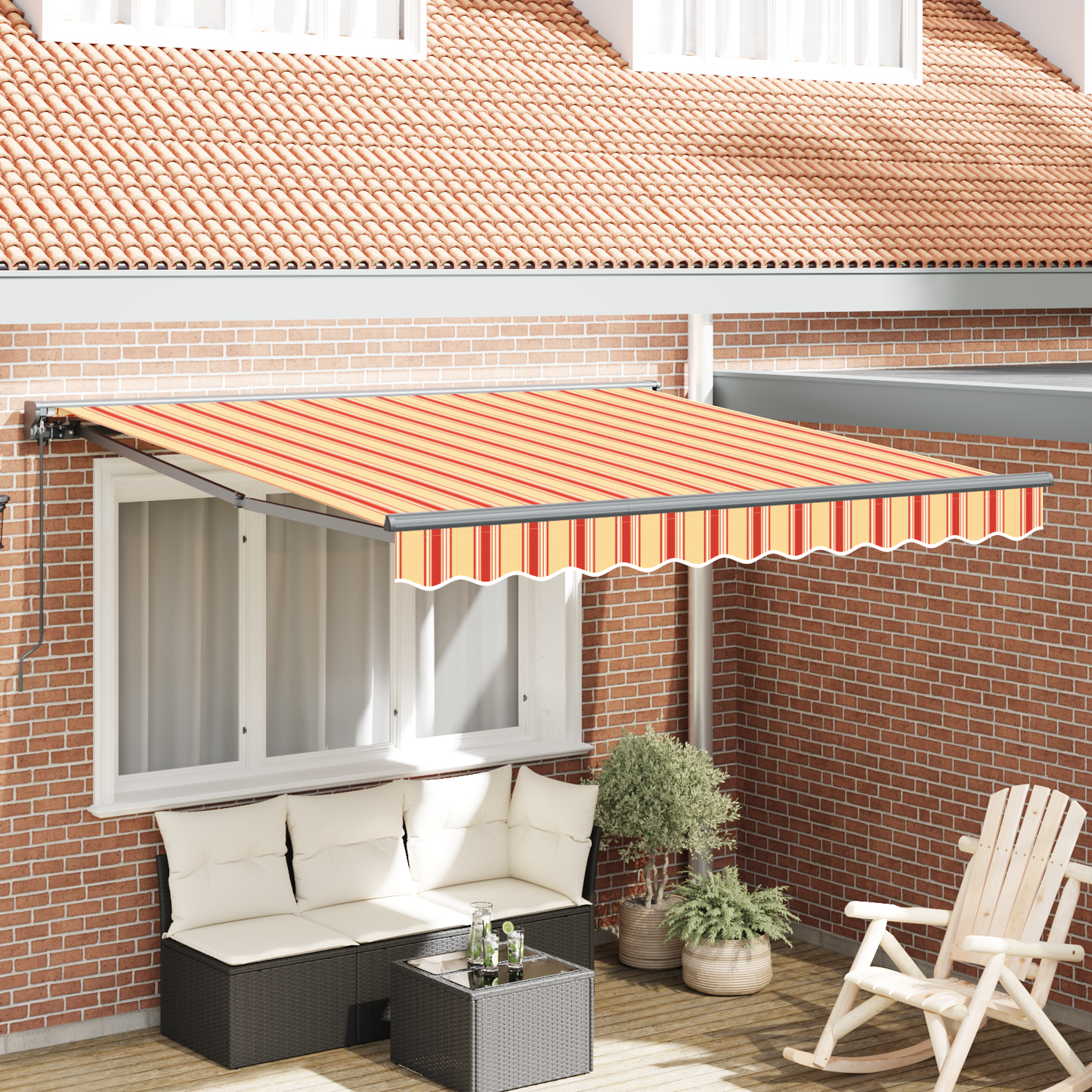 Manuel Utrækkelig Markise - Gul og Orange, 300 X 250 Cm - hovedbillede