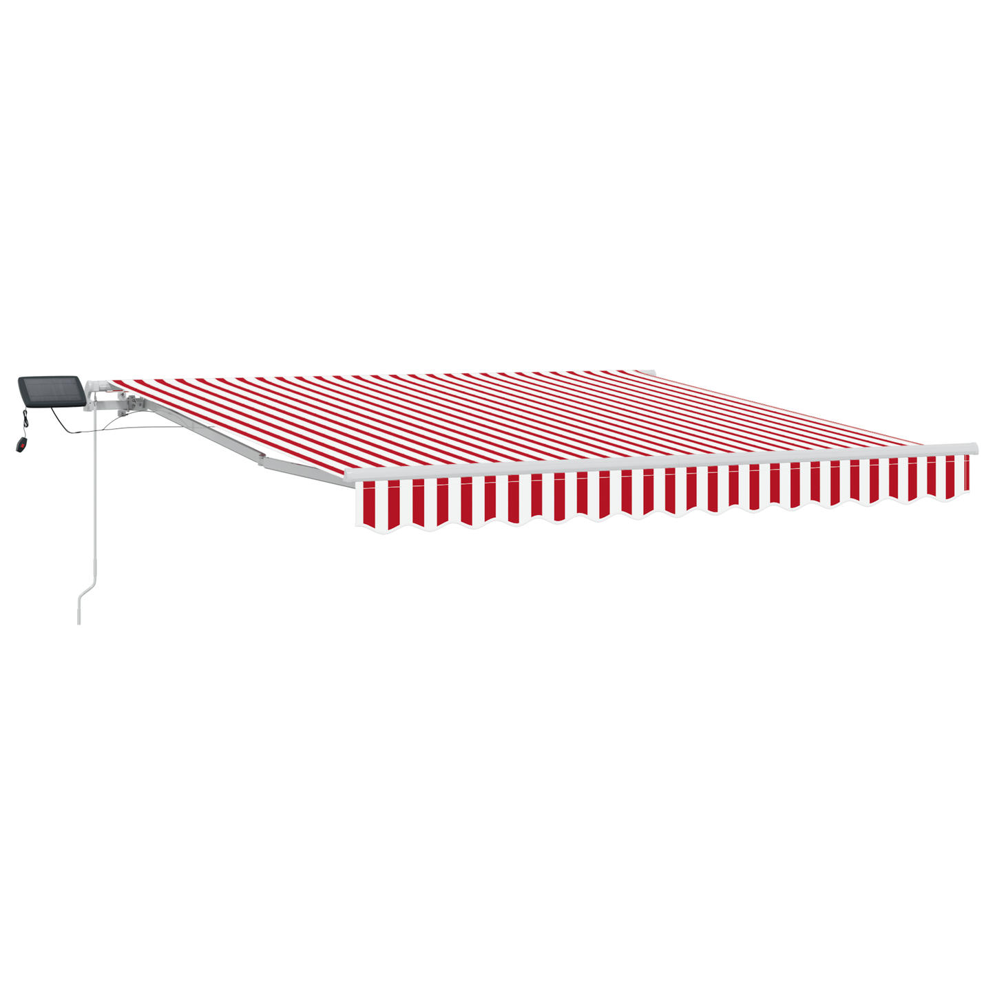 Manuel Utrækkelig Markise med Led Rød og Hvid 300 X 250 Cm - billede 2