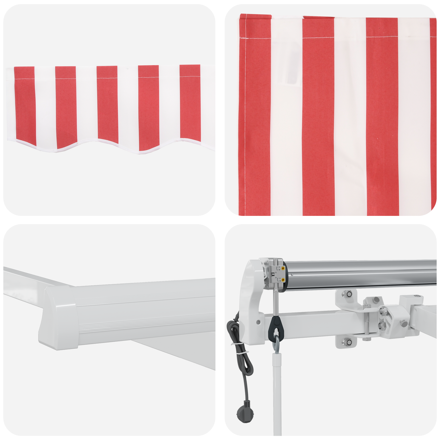 Automatisk Utrækkelig Markise Rød og Hvid - 300 X 250 Cm - billede 8