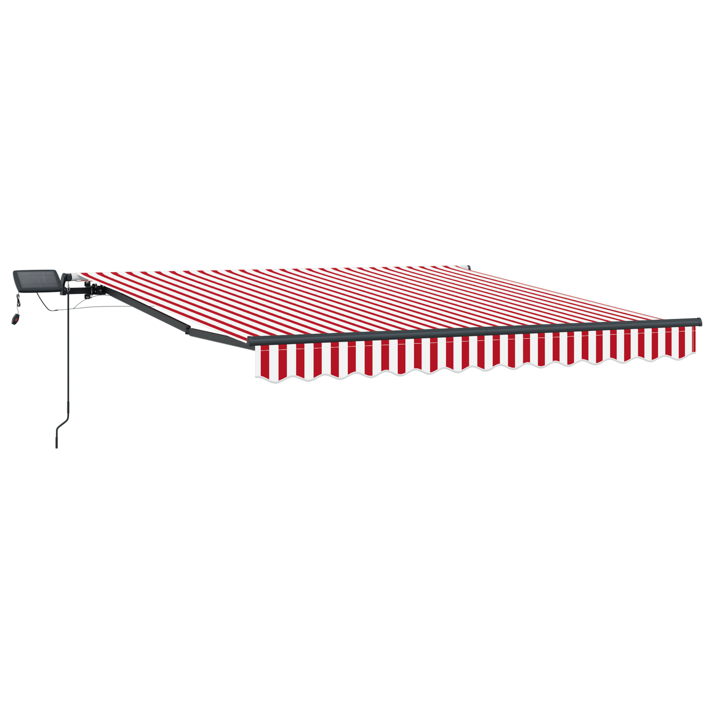 Manuel Udtrækkelig Markise med Led Rød og Hvid 300x250 Cm - billede 4