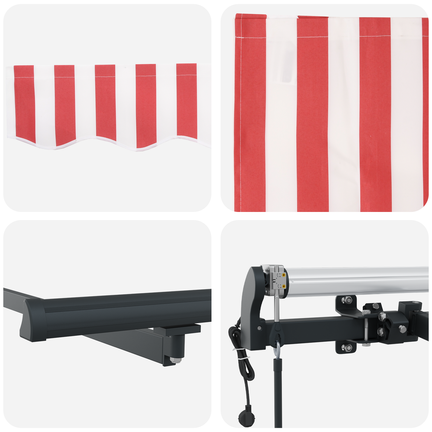 Automatisk Udtækkelig Markise Rød og Hvid 300x250 Cm - billede 8