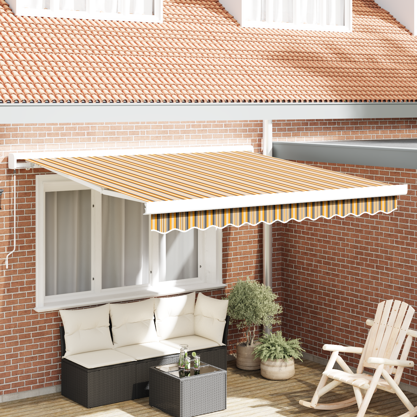 Manuel Udtækkelig Markise Flerfarvet Stribe 300x250 Cm - hovedbillede