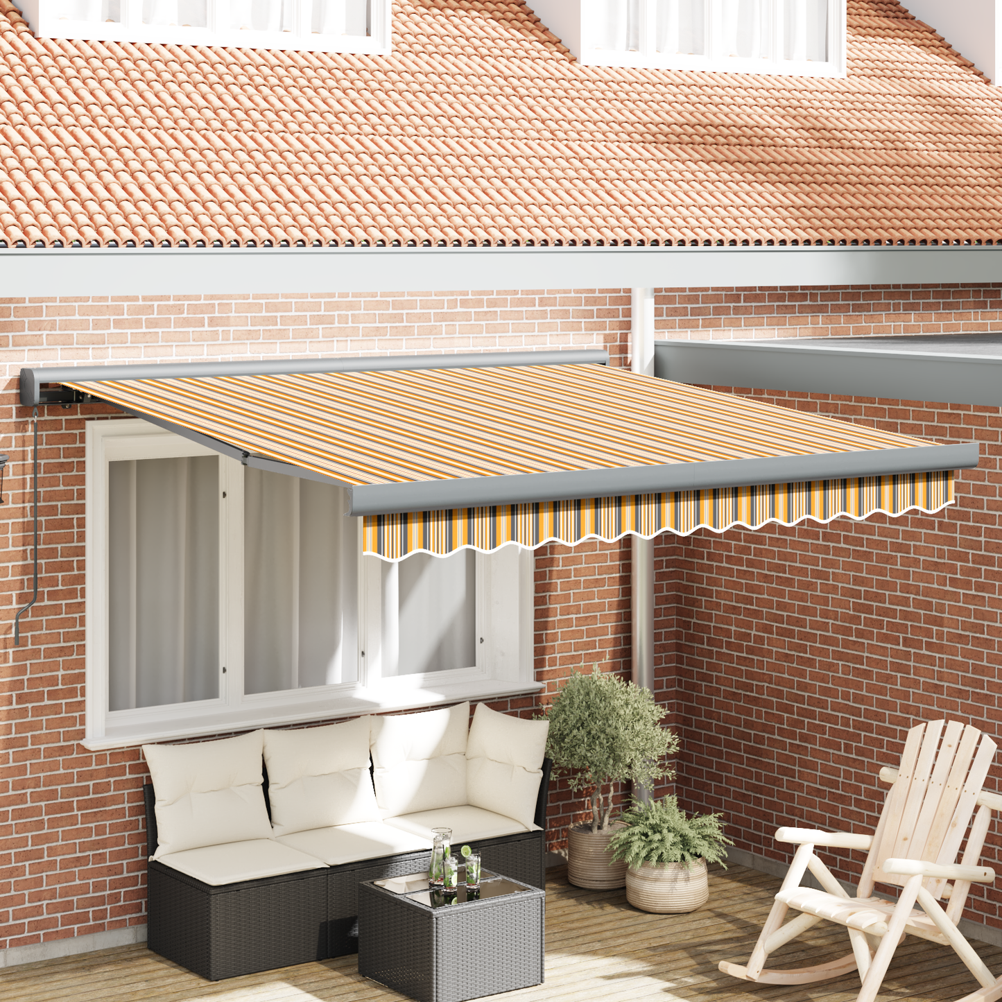 Manuel Udtækkelig Markise Flerfarvet Stribe 300x250 Cm - hovedbillede