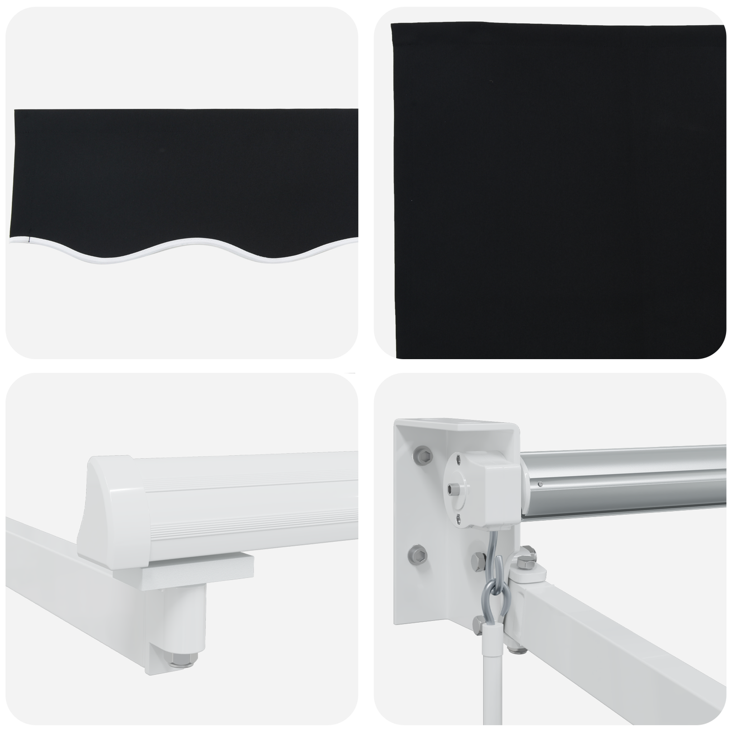 Manuel Sammenrulningsmarkise Sort 300x250 Cm&&markise Erstatningsstof til 3x2.5 M Ramme Sort - billede 8