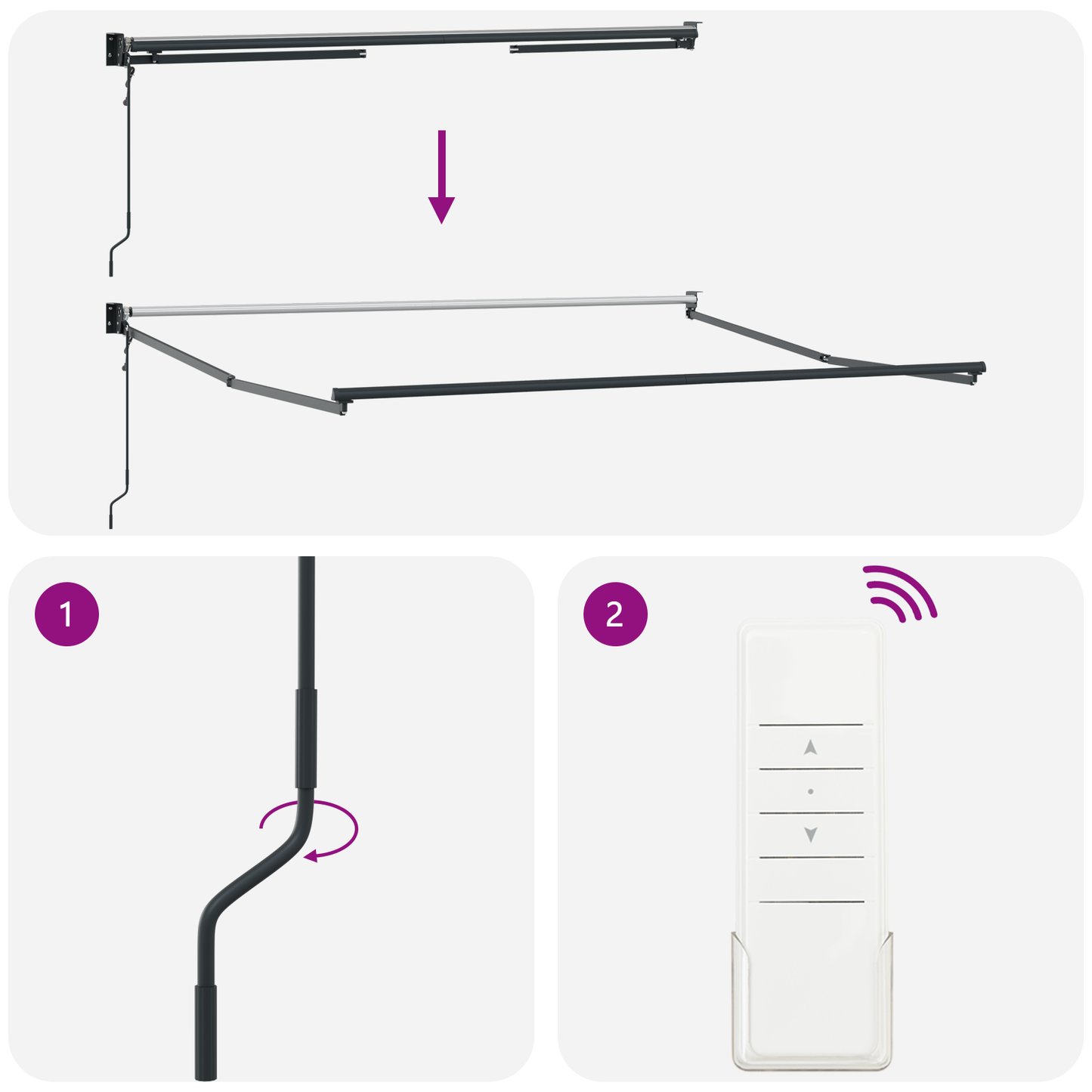 Automatisk Udtækkelig Markise Sort 300x250 Cm&&markise Erstatningsstof til 3x2.5 M Ramme Sort - billede 9
