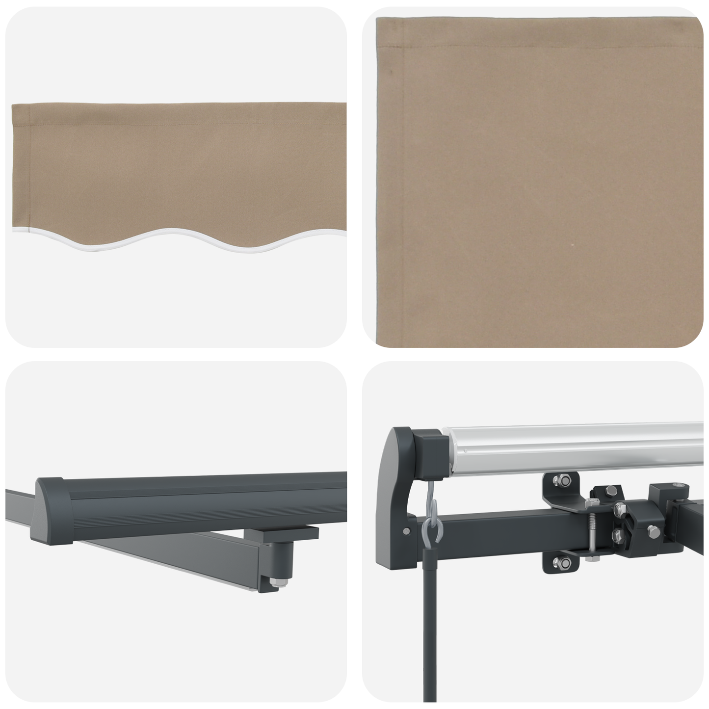 Manuel Udtækkelig Markise med Led Beige 300x250 Cm&&markise Udskiftningsstoff til 3x2.5 M Ramme Beige - billede 8