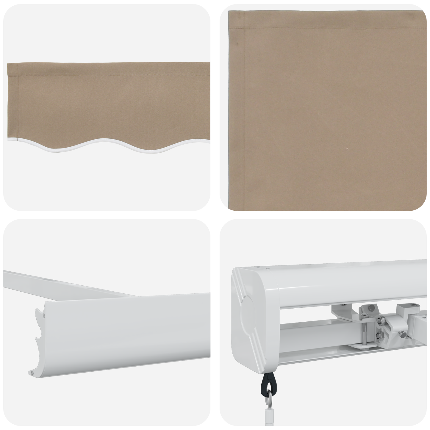 Manuel Udtækkelig Markise Beige 300x250 Cm&&markise Erstatningsstof til 3x2.5 M Ramme Beige - billede 8