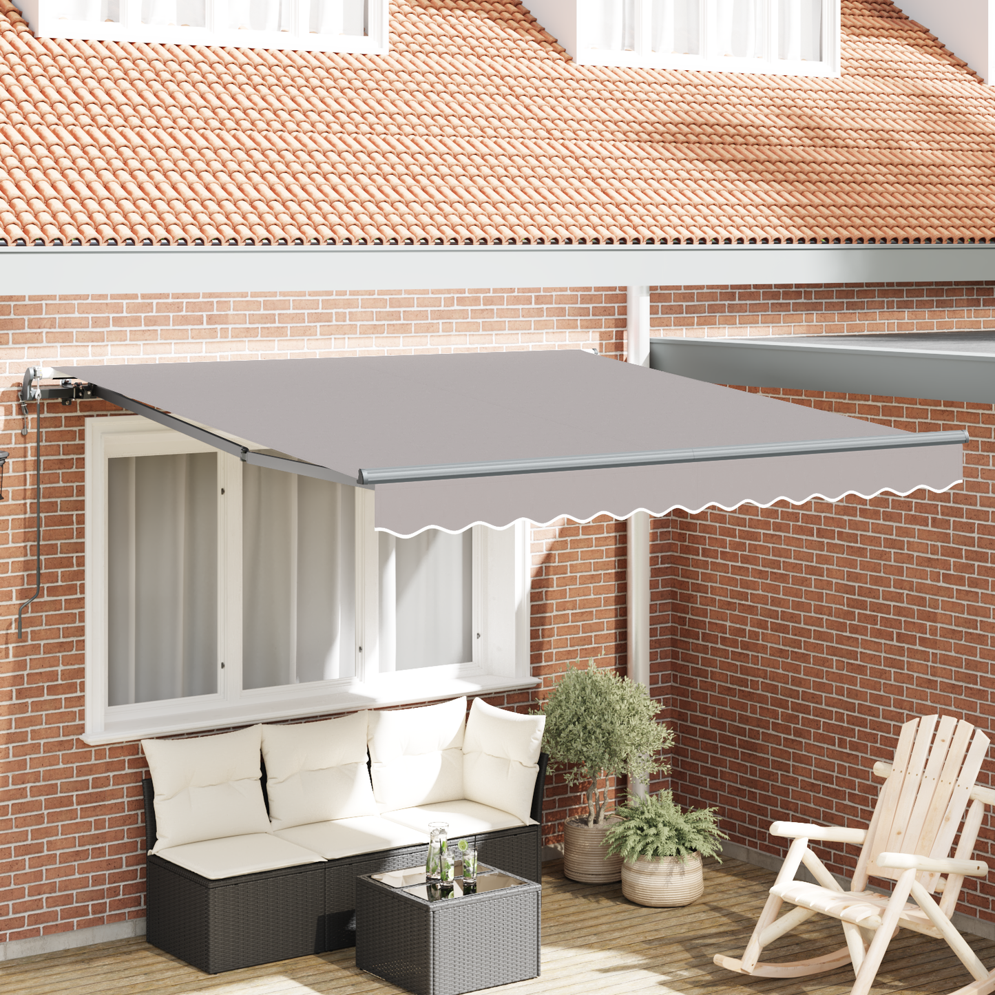 Automatisk Udtækkelig Markise Lysegrå 300x250 Cm&&markise Erstatningsstof til 3x2.5 M Ramme Lysegrå - hovedbillede
