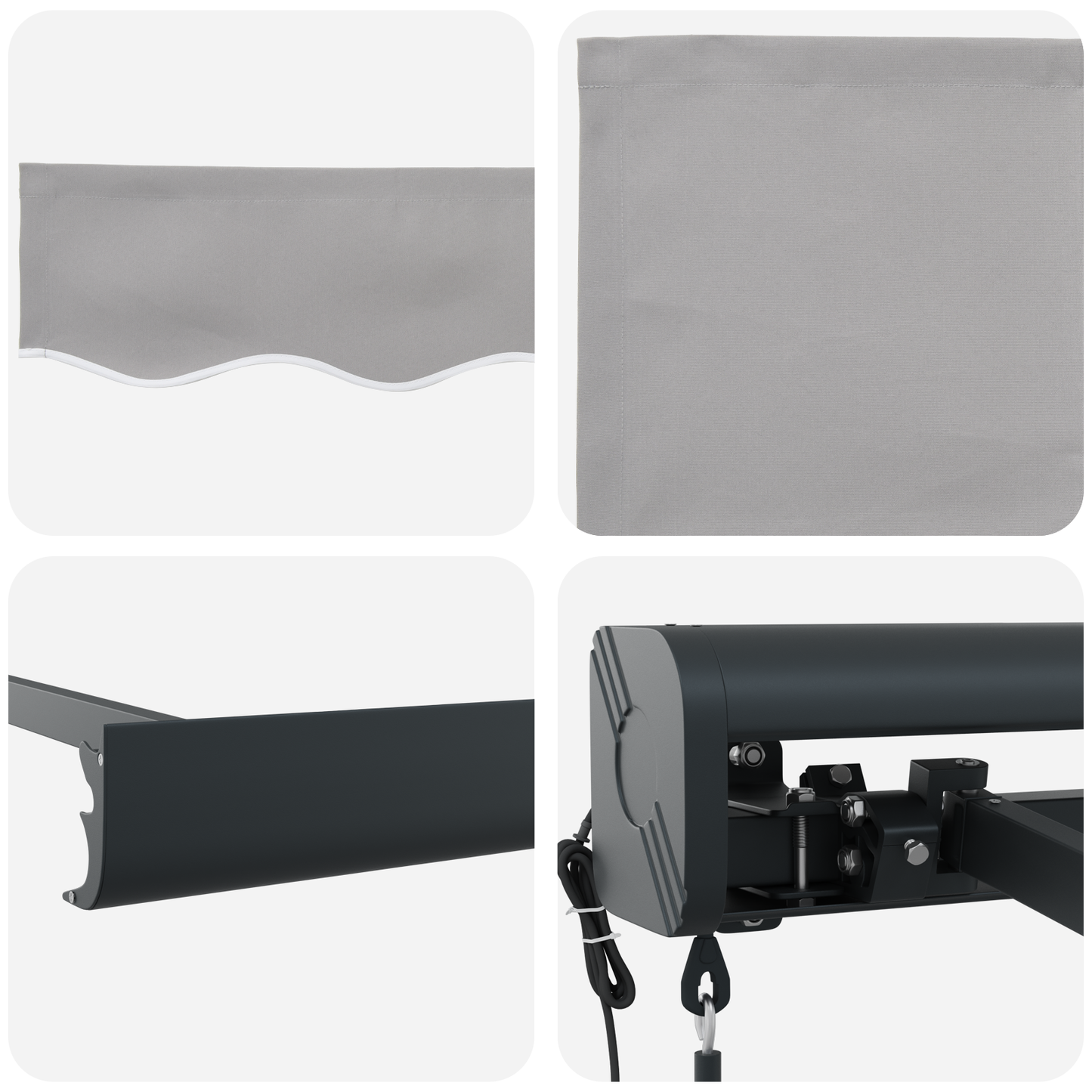 Automatisk Utrækkelig Markise Lys Grå 300x250 Cm - billede 8