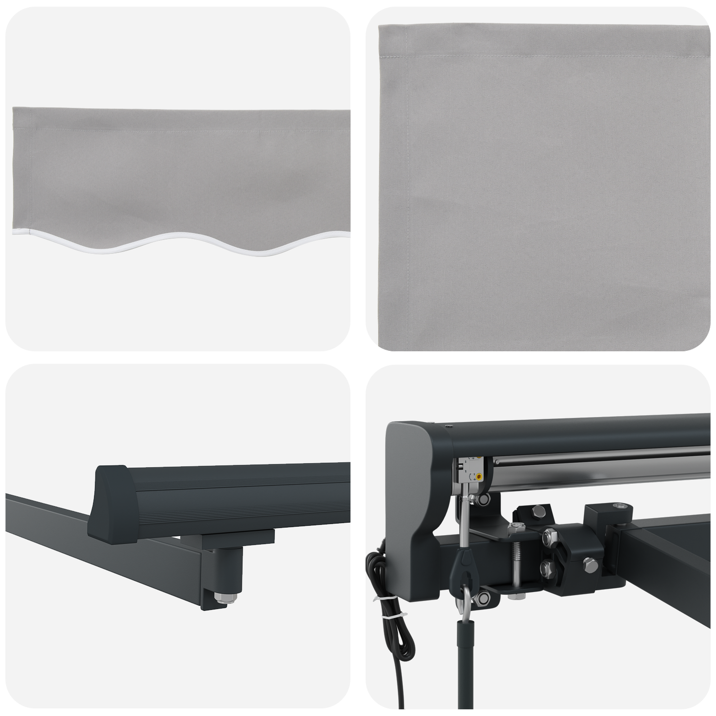 Utrækkelig Markise Lysegrå 300x250 Cm Stof - billede 8