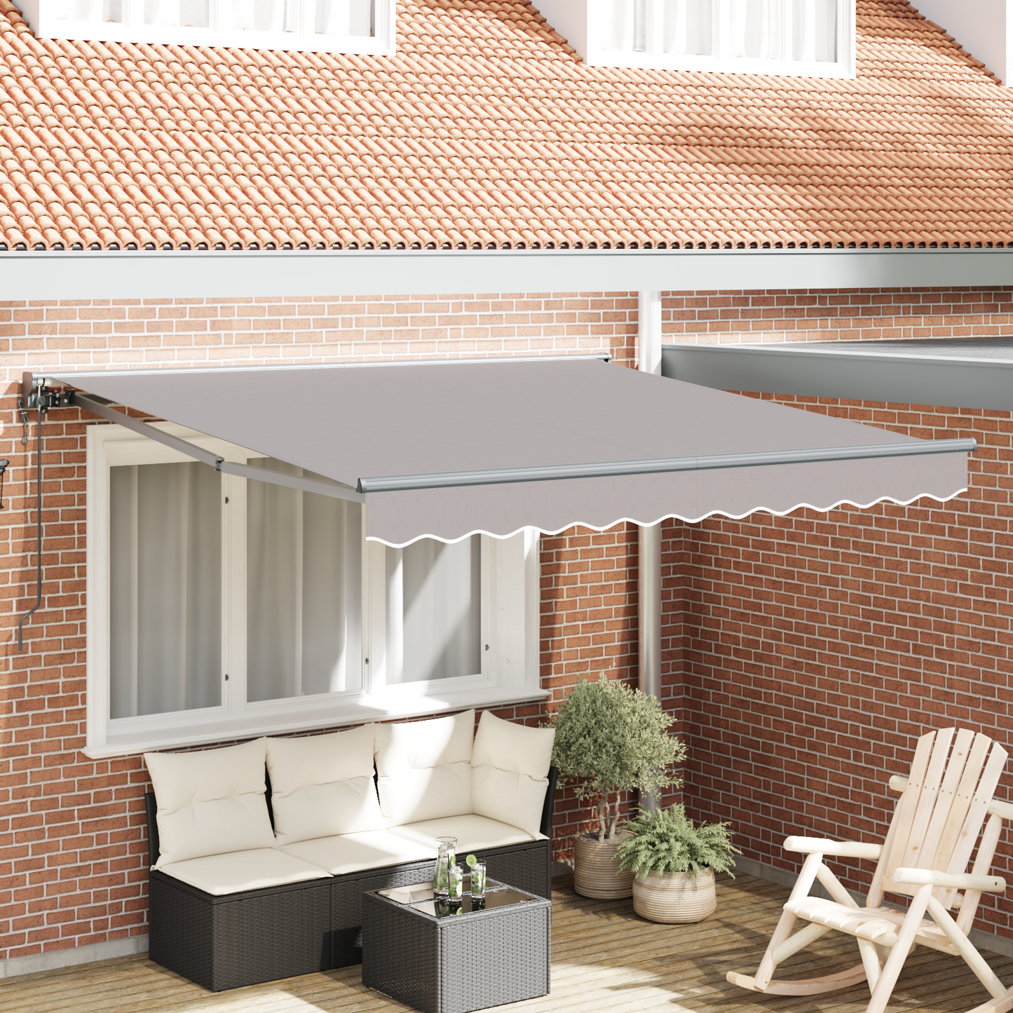 Utrækkelig Markise Lysegrå 300x250 Cm Stof - hovedbillede