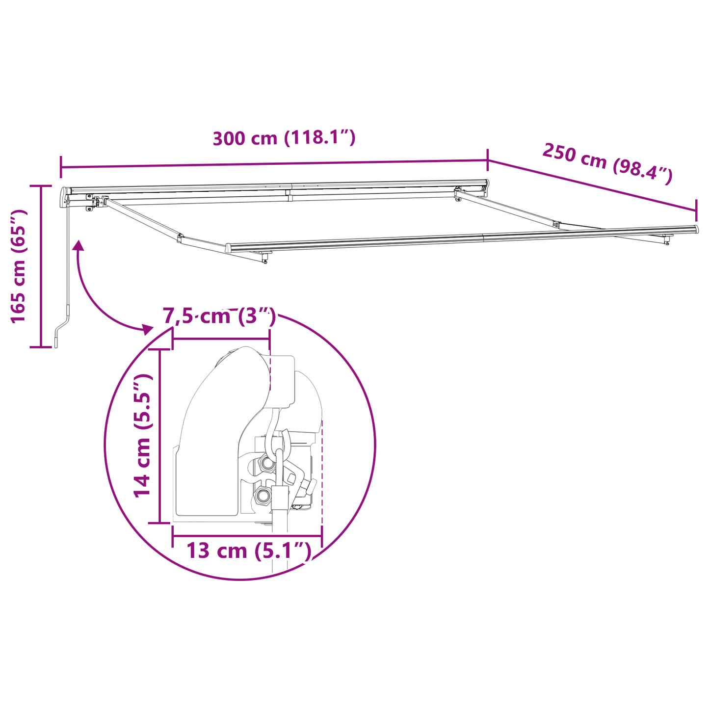 Manuel Udtækkelig Markise Grøn og Gul 300x250 Cm&&markise Erstatningsstof til 3x2.5 M Ramme Grøn og Gul - billede 11