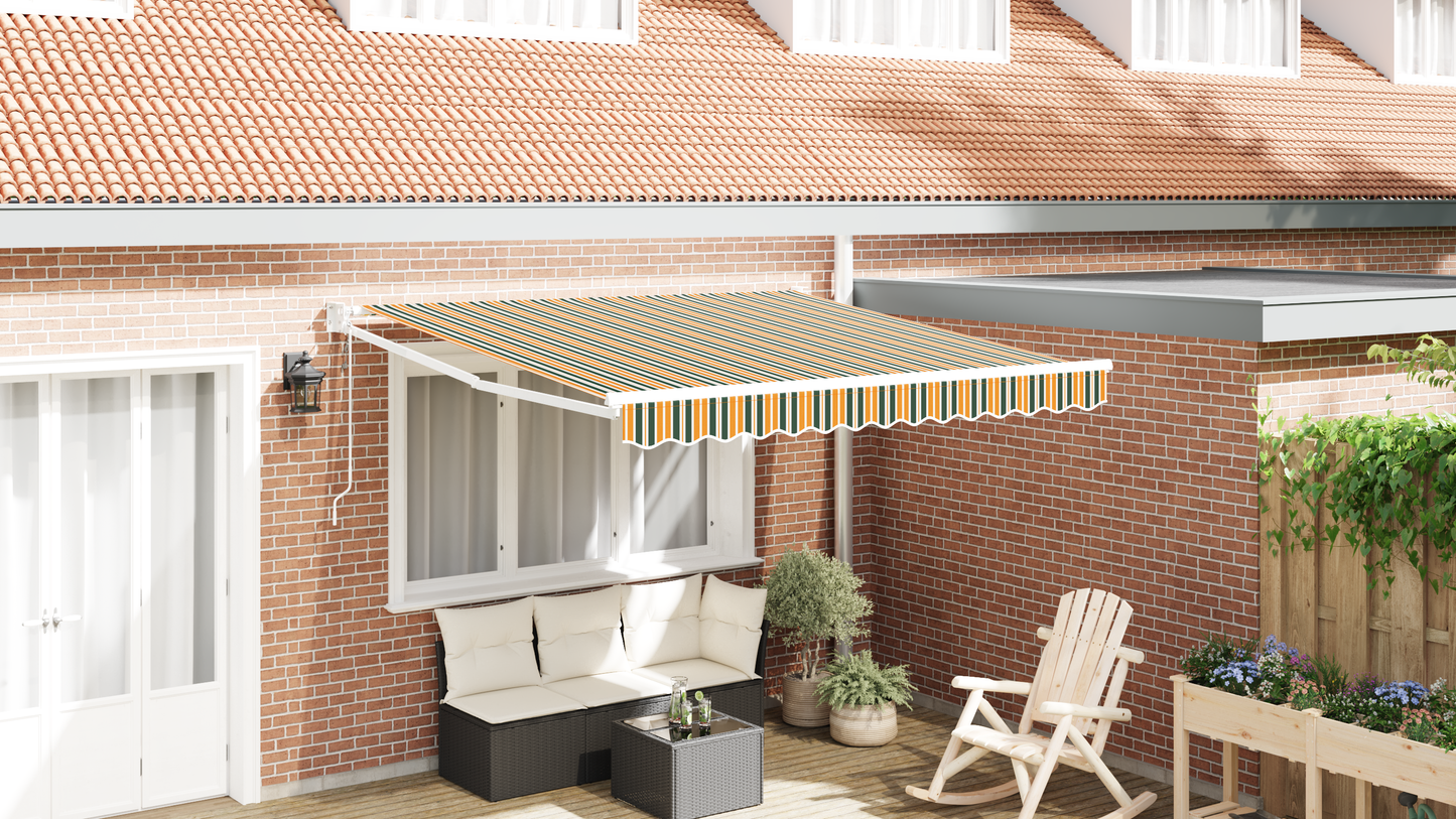 Automatisk Sammenrullelig Markise Grøn og Gul 300x250 Cm&&markise Erstatningsstof til 3x2,5 M Ramme Grøn og Gul - hovedbillede