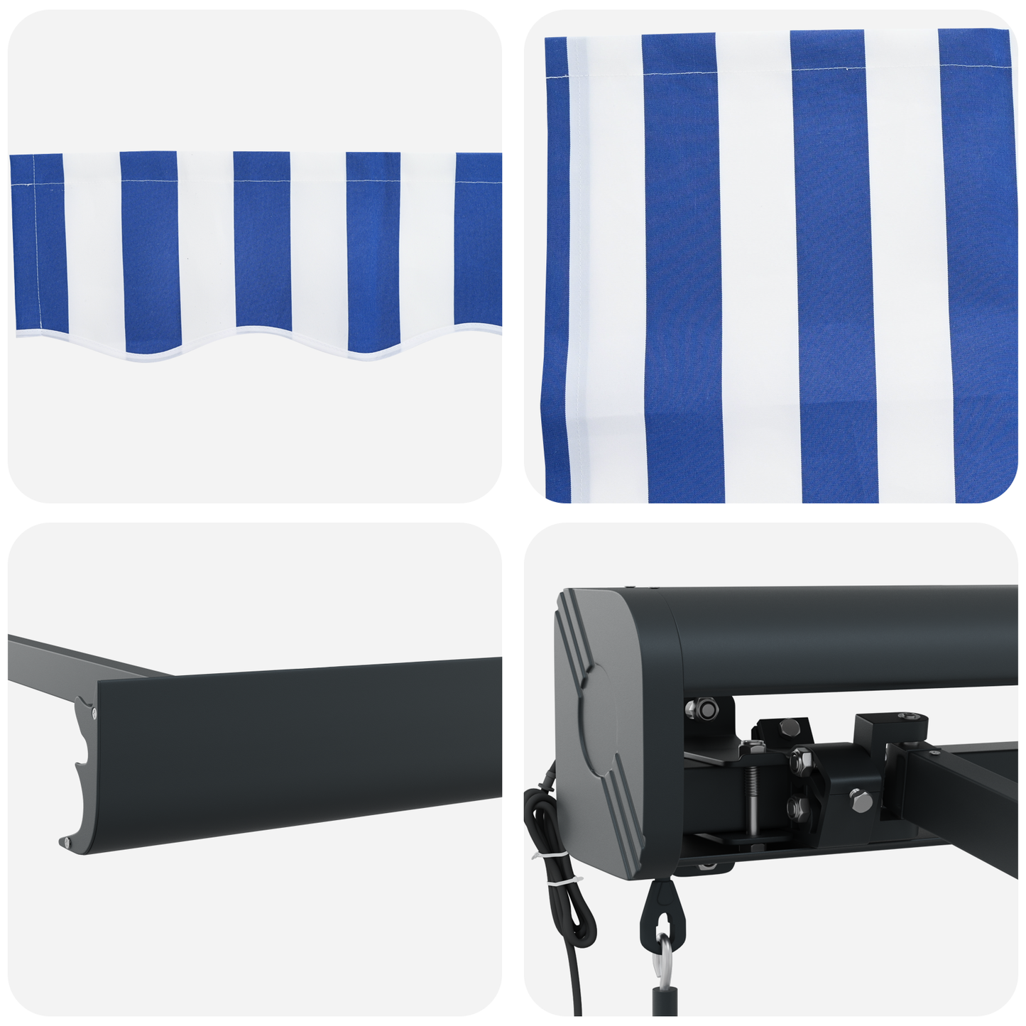 Automatisk Utrullesmarkise i Blå og Hvid - 350x250 Cm - billede 13
