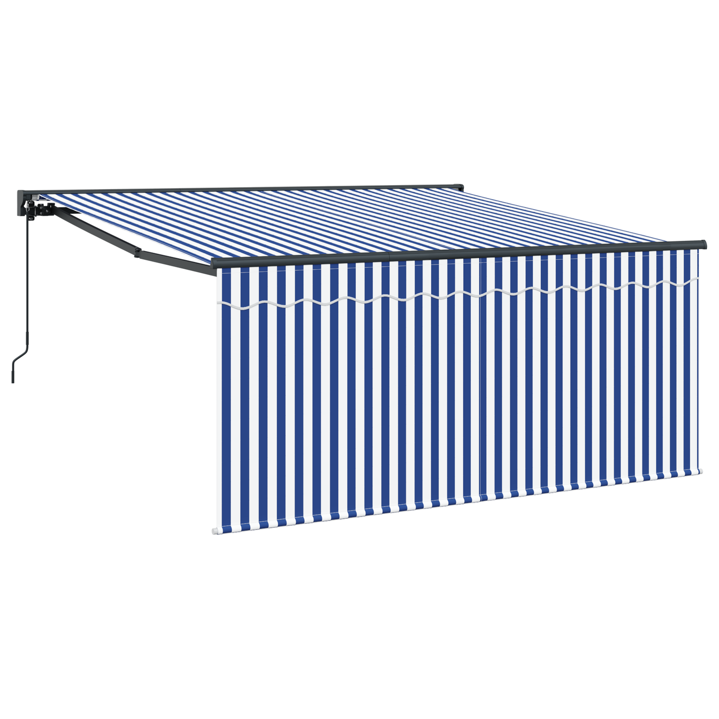 Utrækkelig Markise Marineblå og Hvid 350 X 250 Cm - billede 2