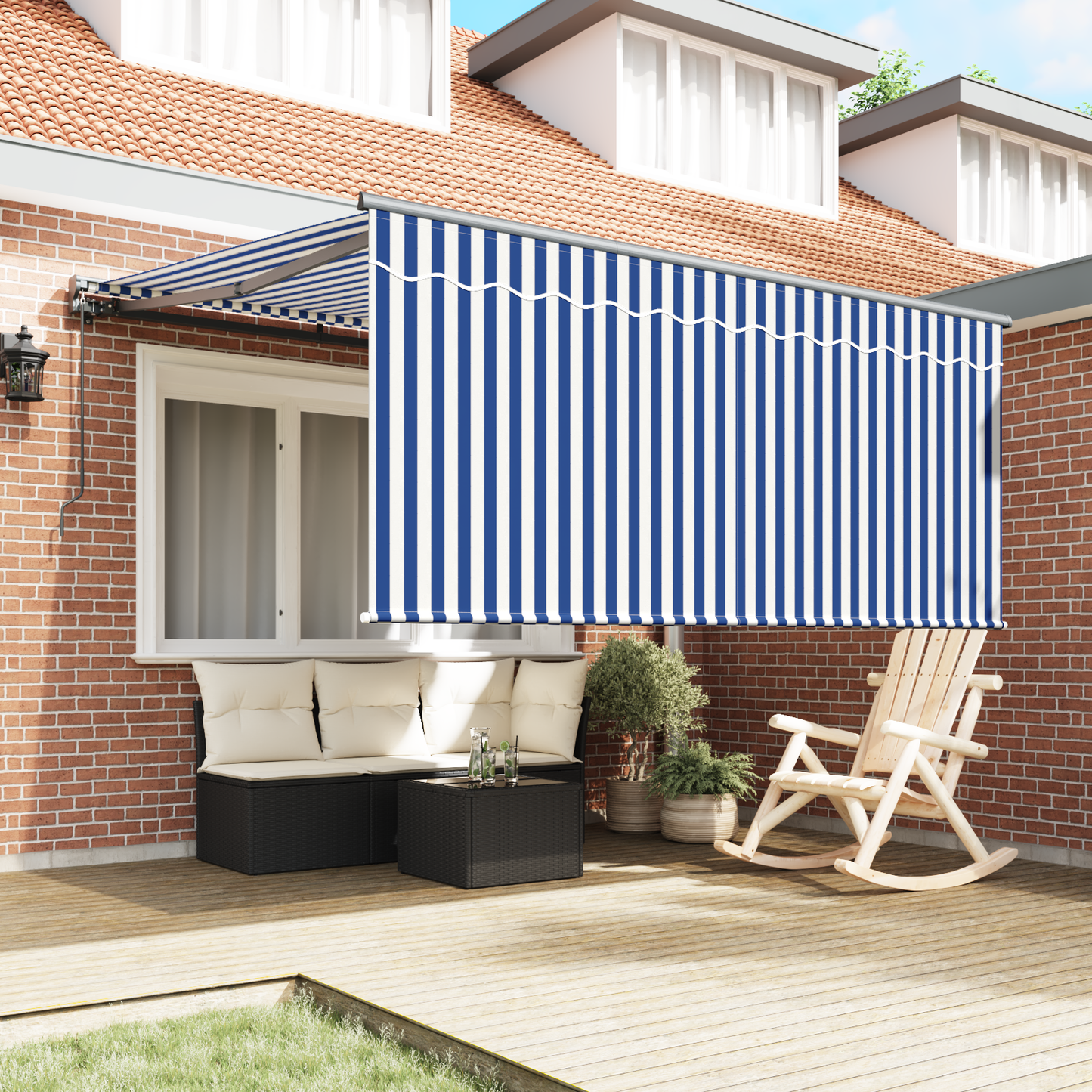 Utrækkelig Markise Marineblå og Hvid 350 X 250 Cm - billede 3