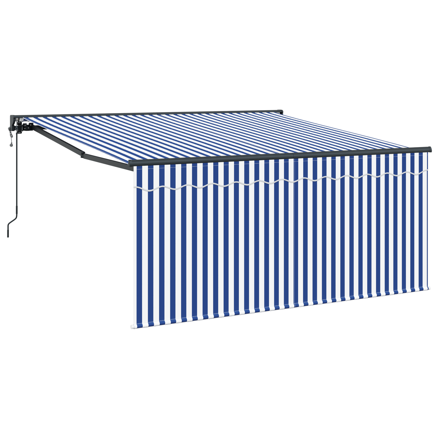 Utrækkelig Markise Blå og Hvid Stribet 350 X 250 Cm Stof - billede 2