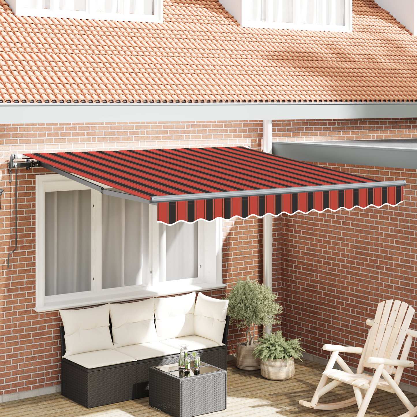 Automatisk Udtækkelig Markise Orange og Brun 350x250 Cm - hovedbillede