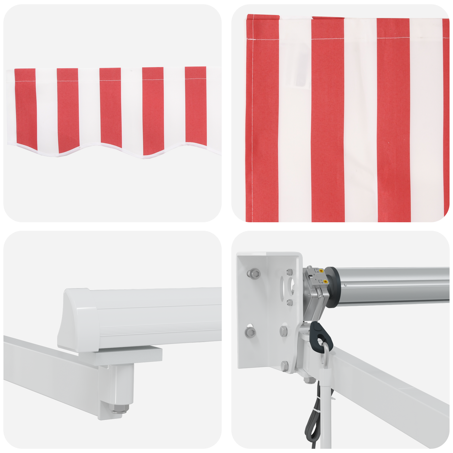 Automatisk Sammenrullelig Markise Rød og Hvid Stribe 350x250 Cm - billede 8