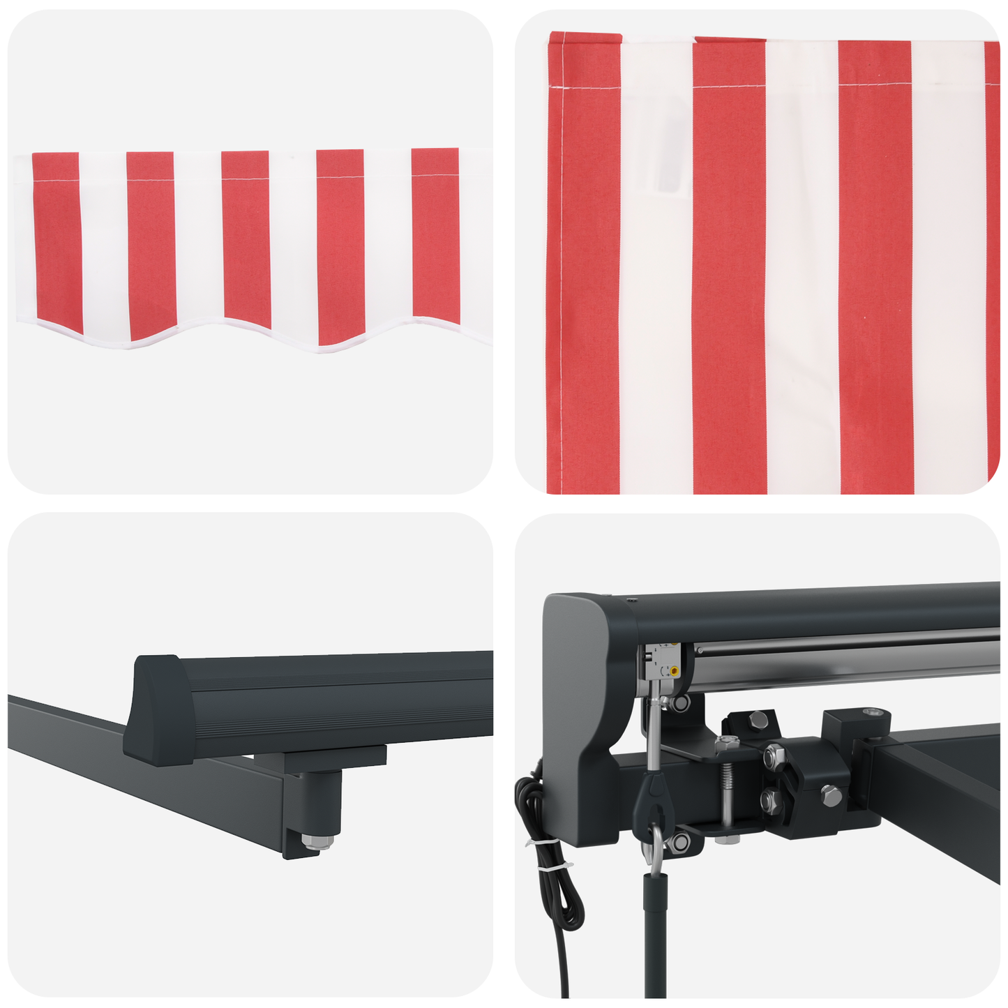 Utrækkelig Markise Rød og Hvid Stribe 350x250 Cm - billede 8