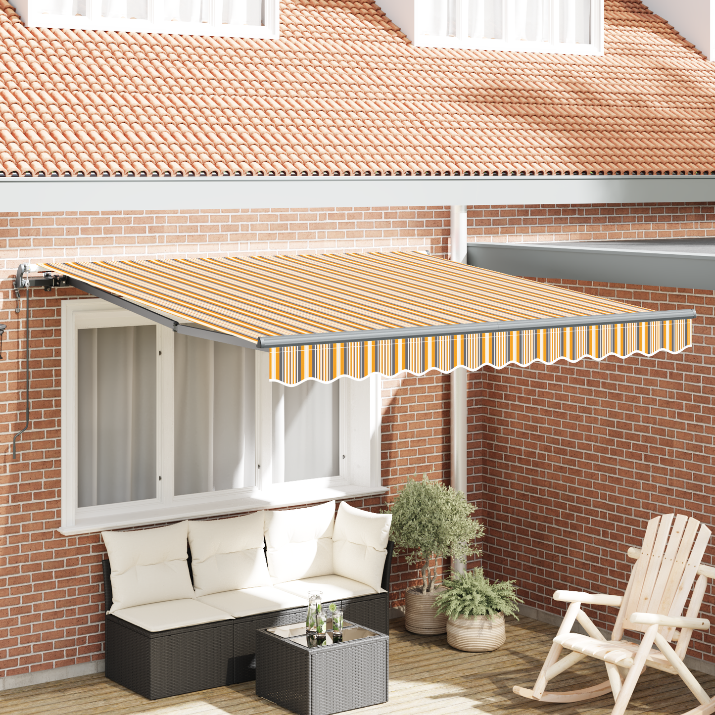 Automatisk Udtækkelig Markise Multifarvet Stripe 350x250 Cm - hovedbillede