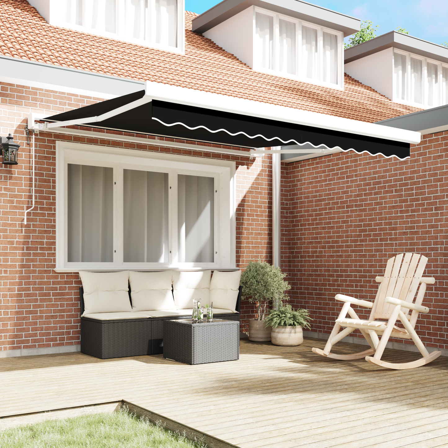 Automatisk Utrækbar Markise Sort 350x250 Cm - billede 3