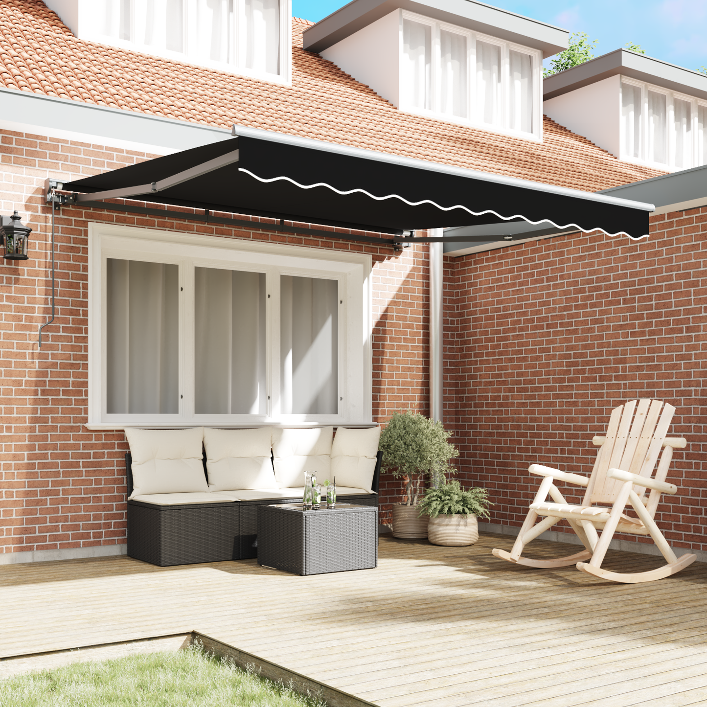 Utrækkelig Markise Sort 350x250 Cm Polyester - billede 3