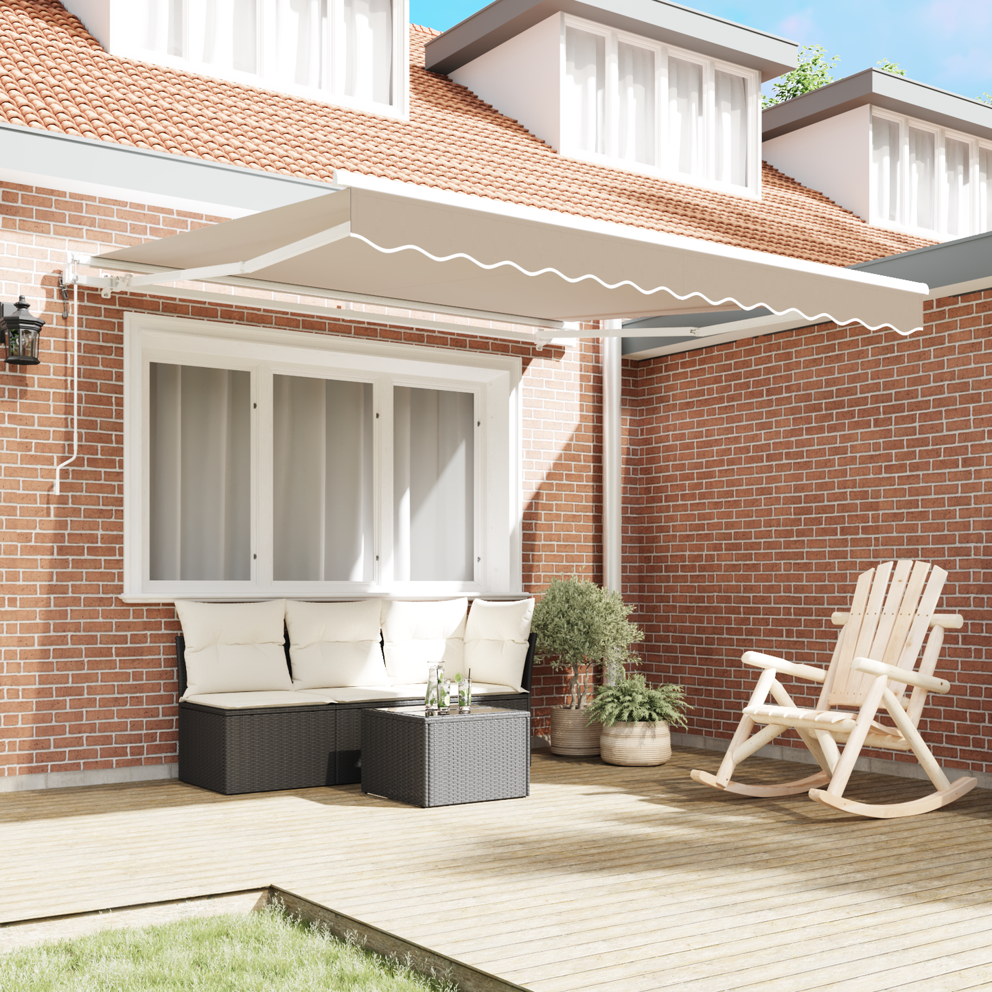 Automatisk Utrækbar Markise Beige 350 X 250 Cm - billede 3