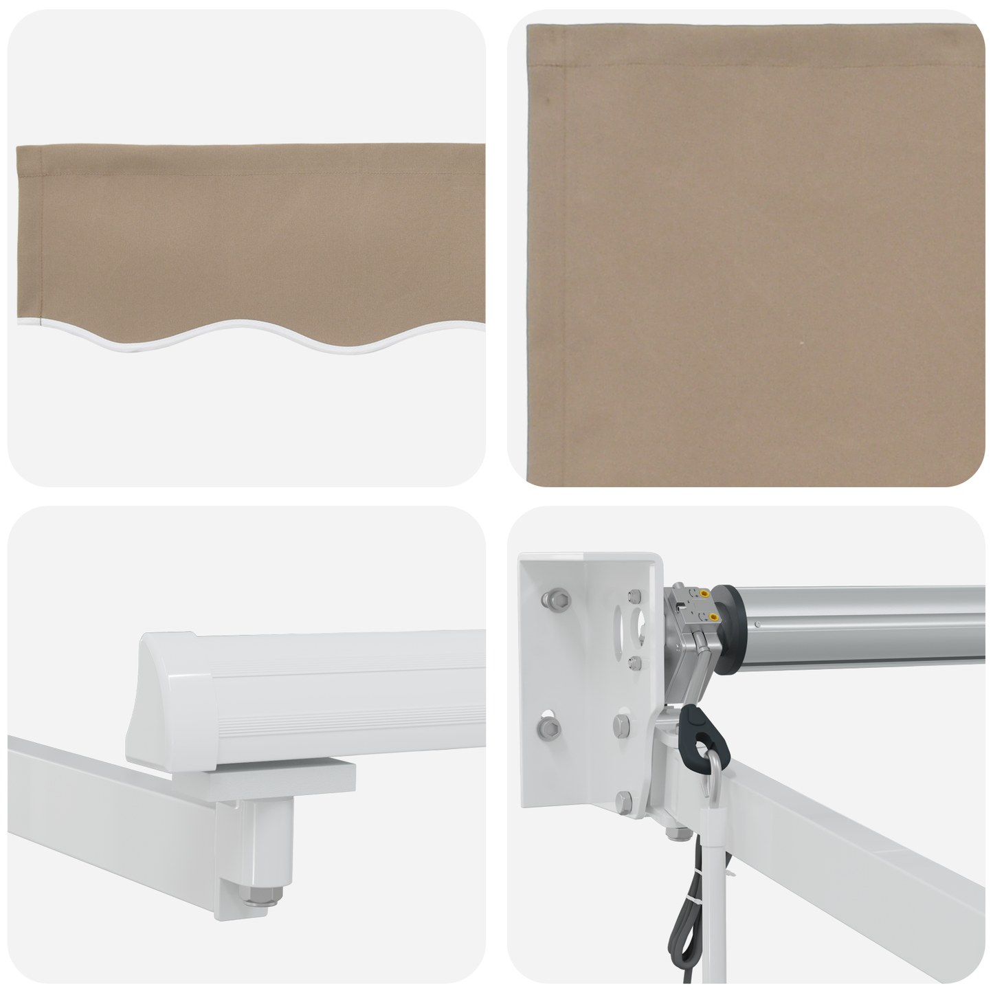 Automatisk Udtækkelig Markise Beige 350x250 Cm&&markise Erstatningsstof til 3.5x2.5 M Ramme Beige - billede 8