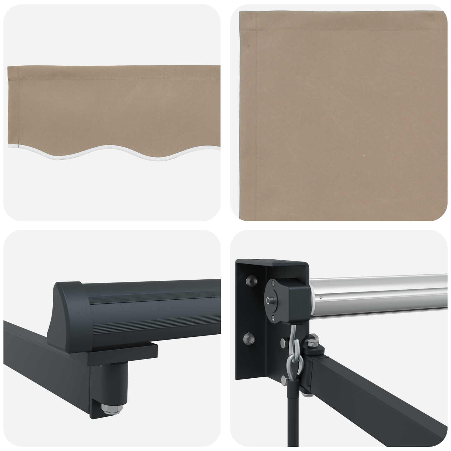 Manuel Udtækkelig Markise Beige 350x250 Cm&&markise Erstatningsstof til 3.5x2.5 M Ramme Beige - billede 8