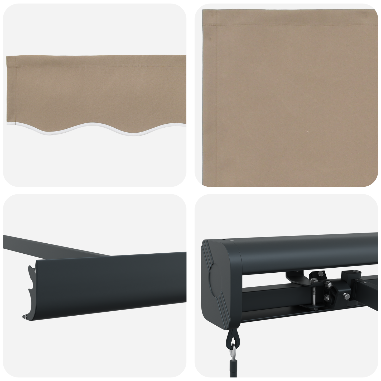 Manuel Udtrækbar Markise Beige 350x250 Cm&&markise Erstatningstekstil til 3.5x2.5 M Ramme Beige - billede 8