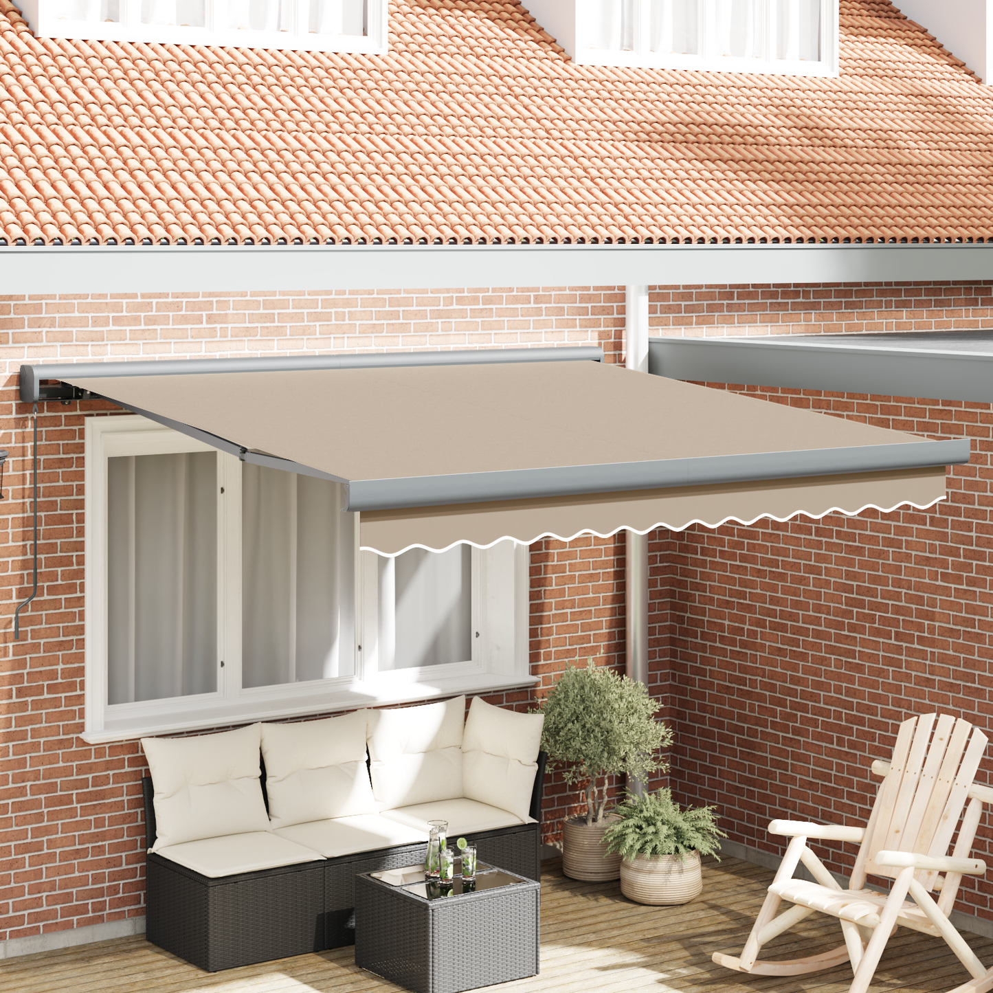 Manuel Udtrækbar Markise Beige 350x250 Cm&&markise Erstatningstekstil til 3.5x2.5 M Ramme Beige - hovedbillede