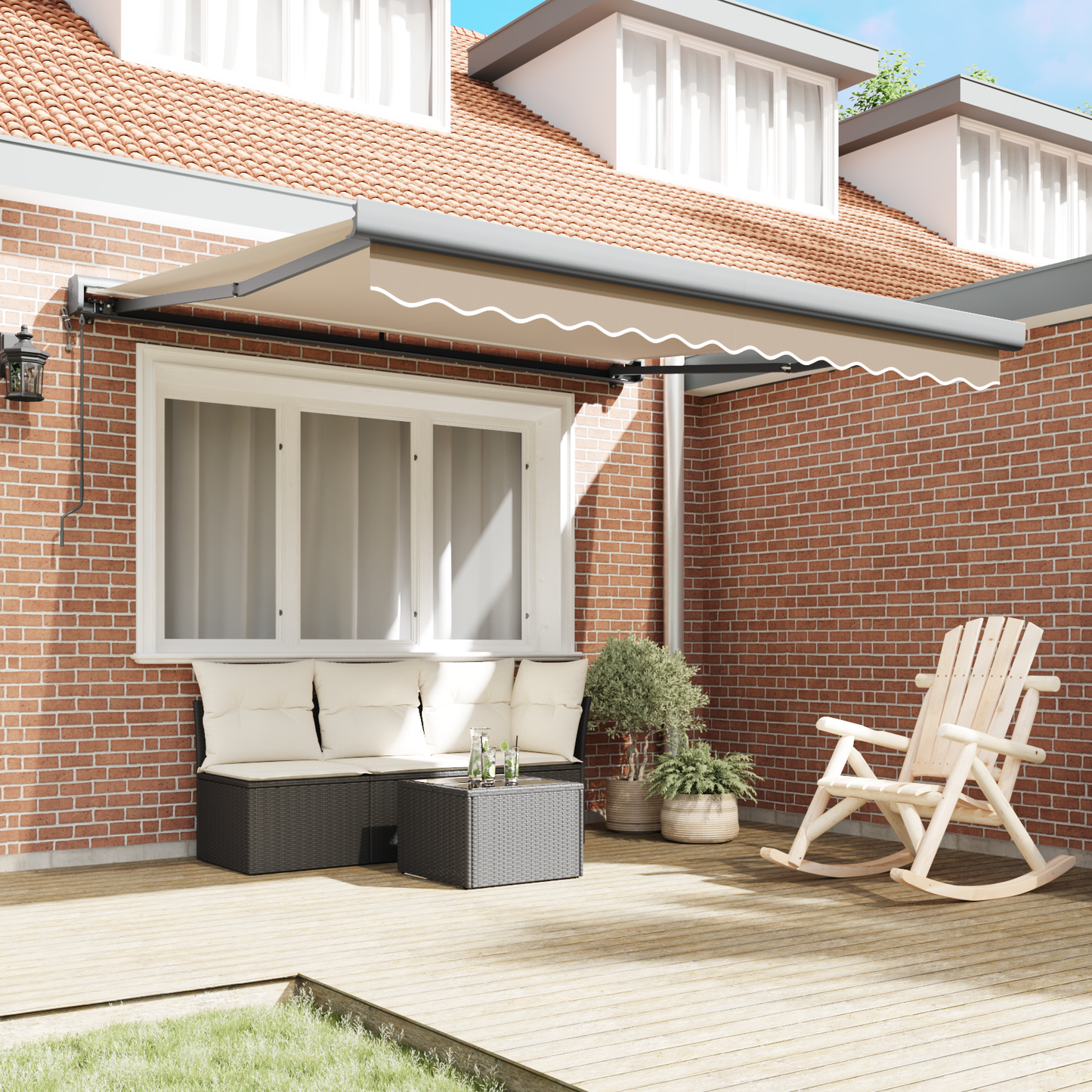Automatisk Utrulbar Markise Beige 350x250 Cm - billede 3