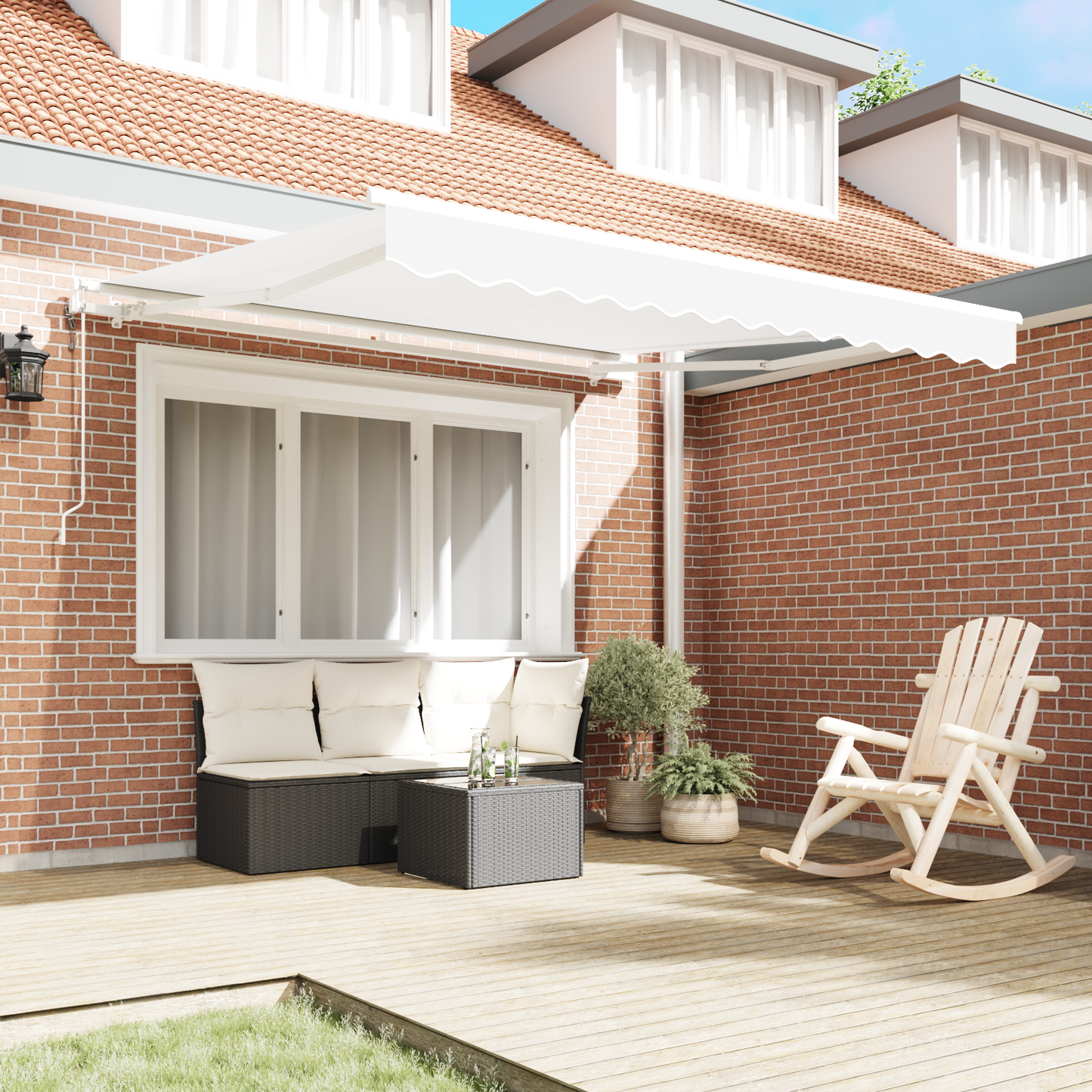 Automatisk Utrækkelig Markise Hvid 350 X 250 Cm - billede 3