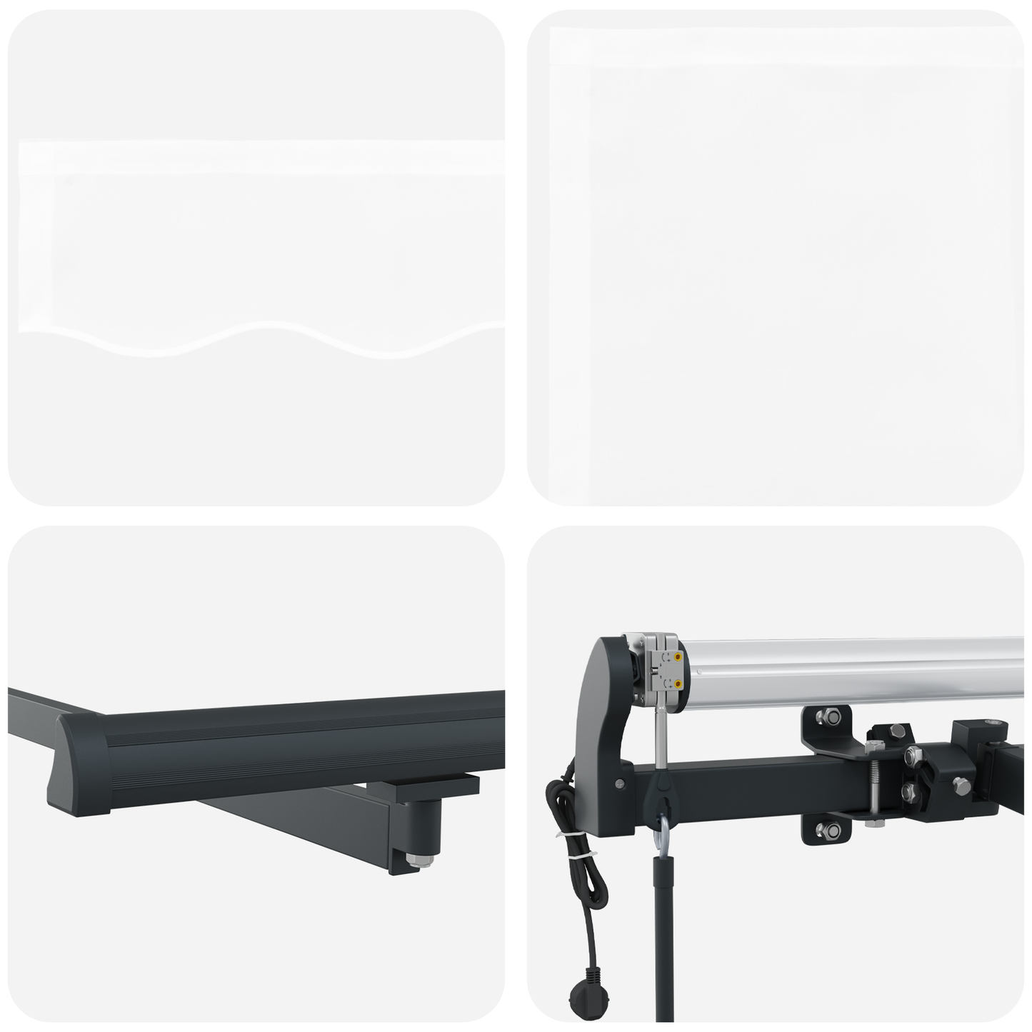 Automatisk Udtækkelig Markise Hvid 350x250 Cm&&markise Udskiftningsstof til 3.5x2.5 M Ramme Hvid - billede 8