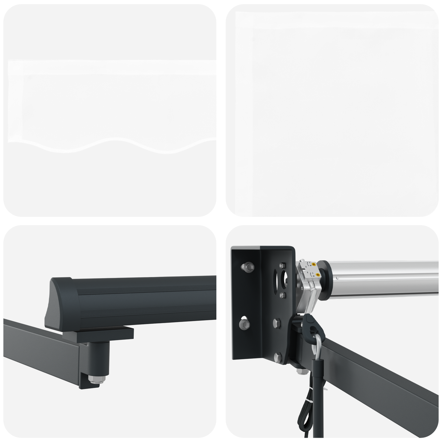 Automatisk Udtækkelig Markise Hvid 350x250 Cm&&markise Erstatningsstof til 3.5x2.5 M Ramme Hvid - billede 8