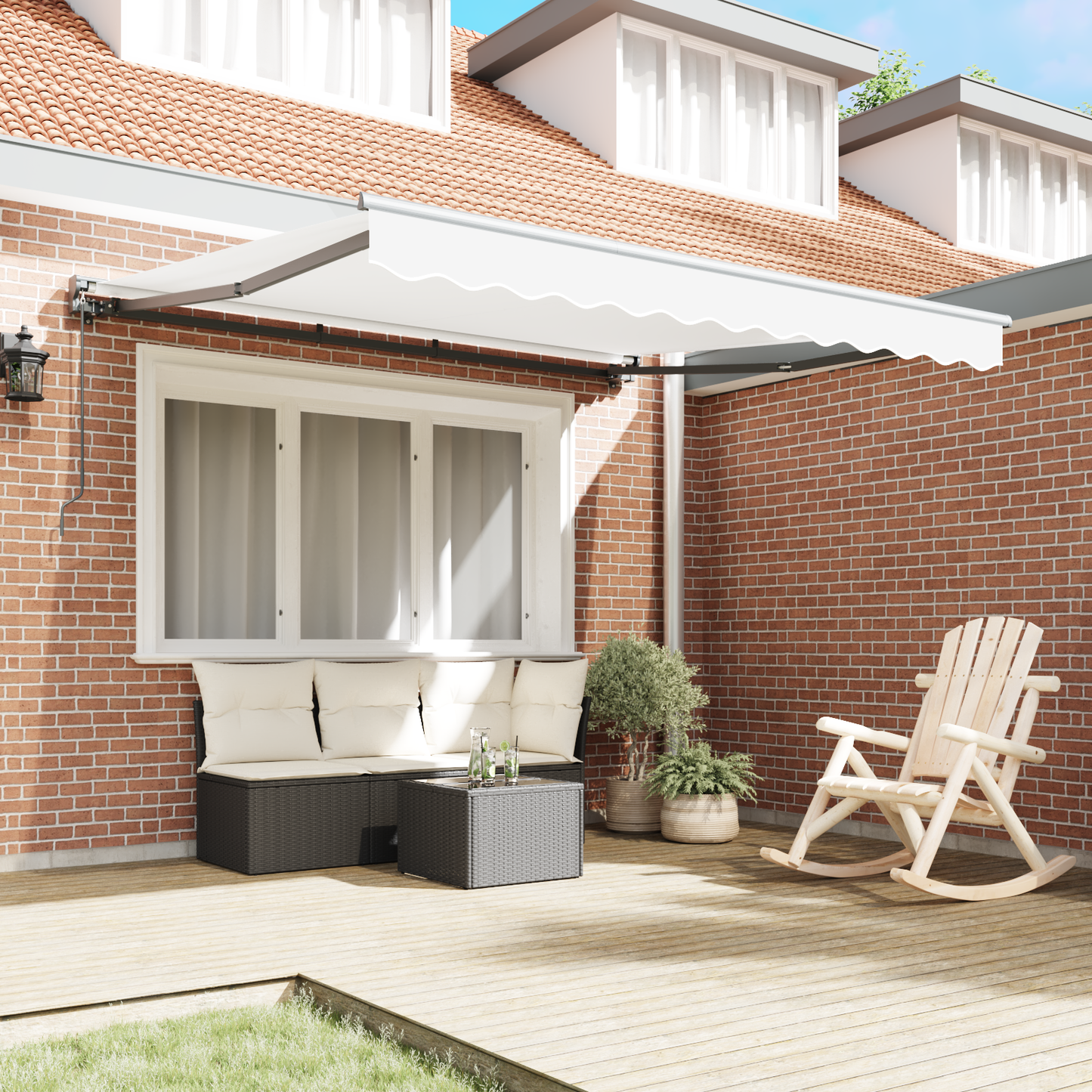 Utrækkelig Markise Hvid 350x250 Cm Stof - billede 3