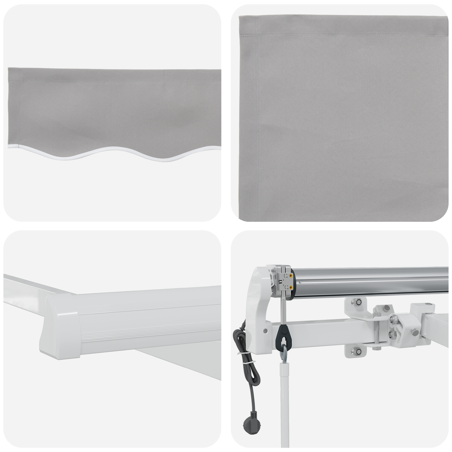 Automatisk Utrækkelig Markise Lys Grå 350 X 250 Cm - billede 8
