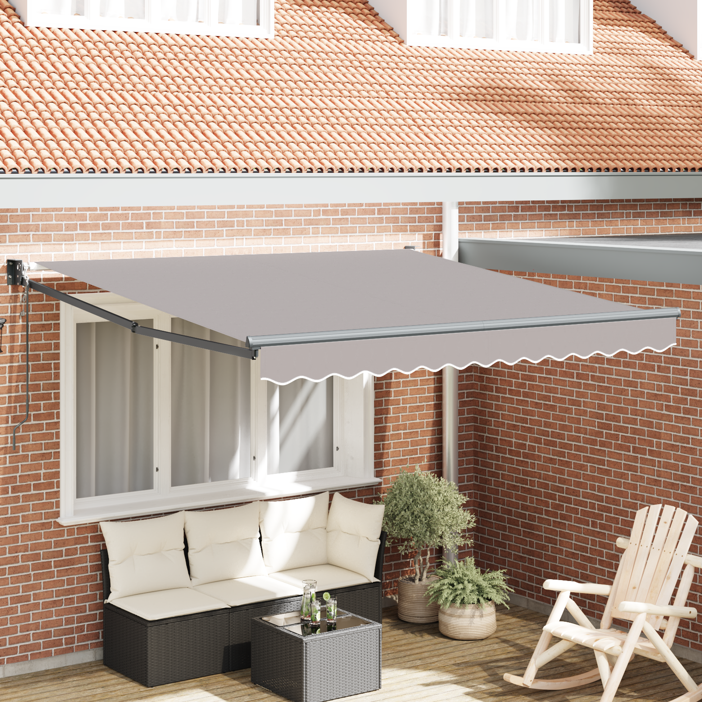 Automatisk Udtækkelig Markise Lys Grå 350x250 Cm&&markise Udskiftningsstof til 3.5x2.5 M Ramme Lys Grå - hovedbillede