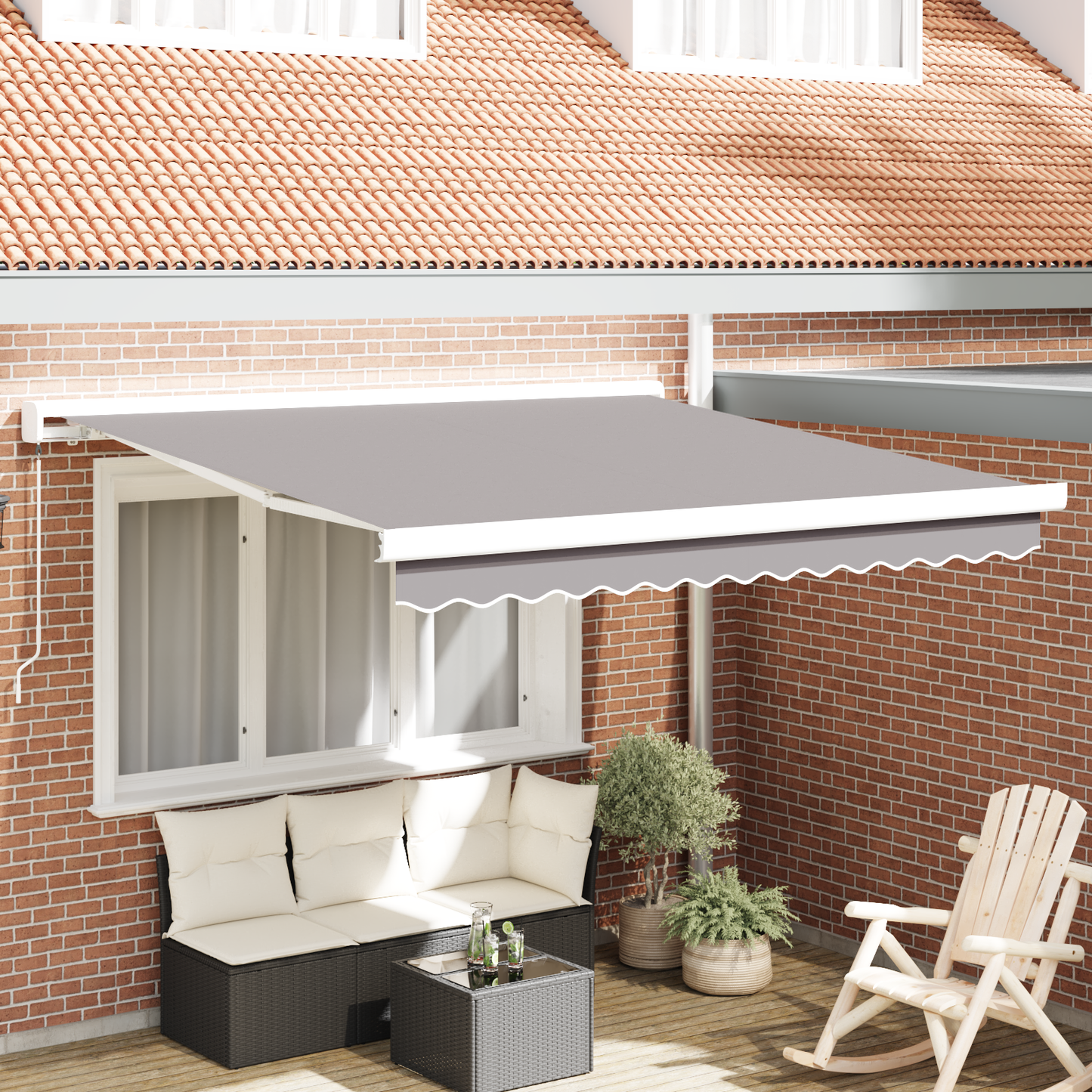 Manuel Udtækkelig Markise Lysegrå 350x250 Cm&&markise Erstatningsstof til 3.5x2.5 M Ramme Lysegrå - hovedbillede