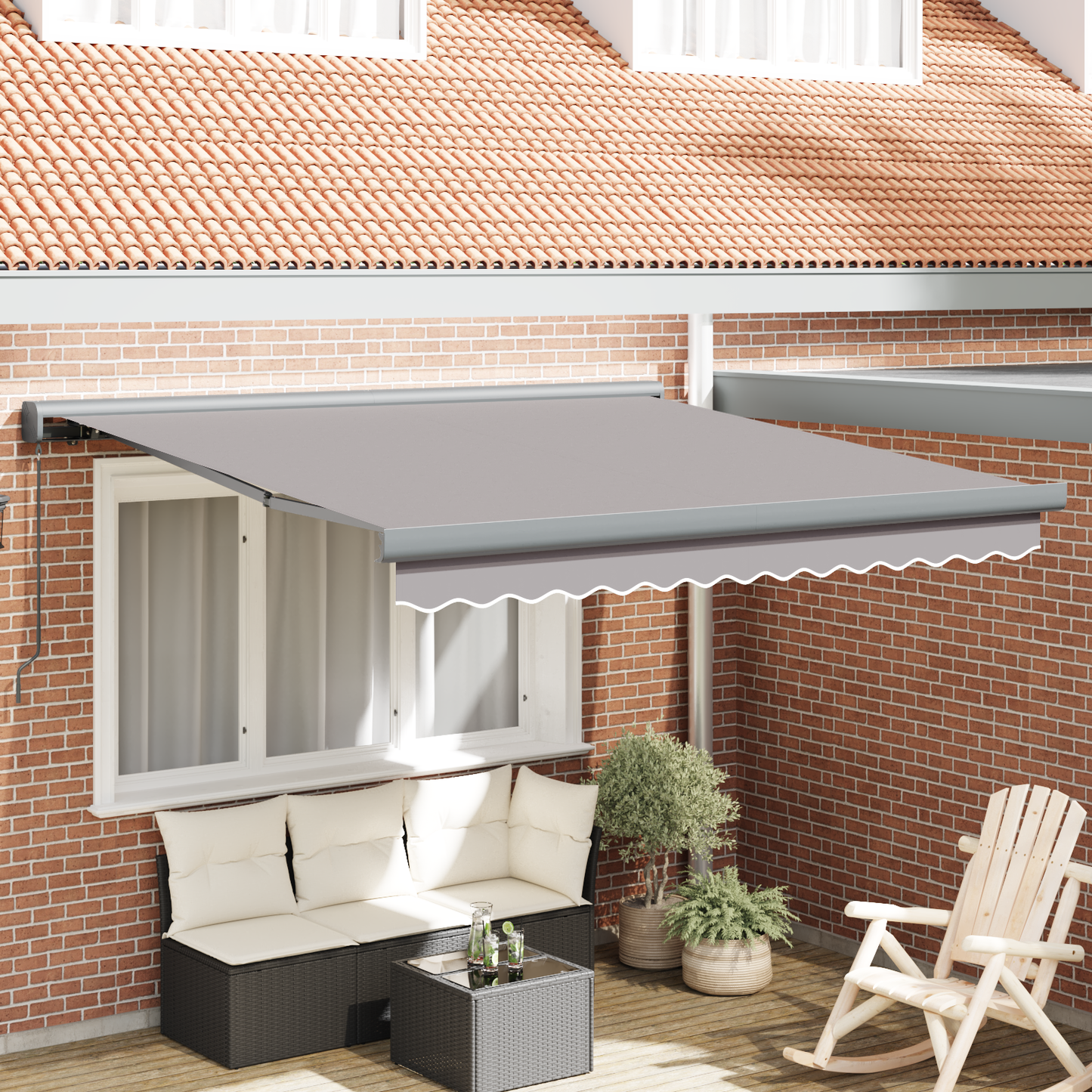 Manuel Udtækkelig Markise Lysegrå 350x250 Cm&&markise Erstatningsstof til 3.5x2.5 M Ramme Lysegrå - hovedbillede