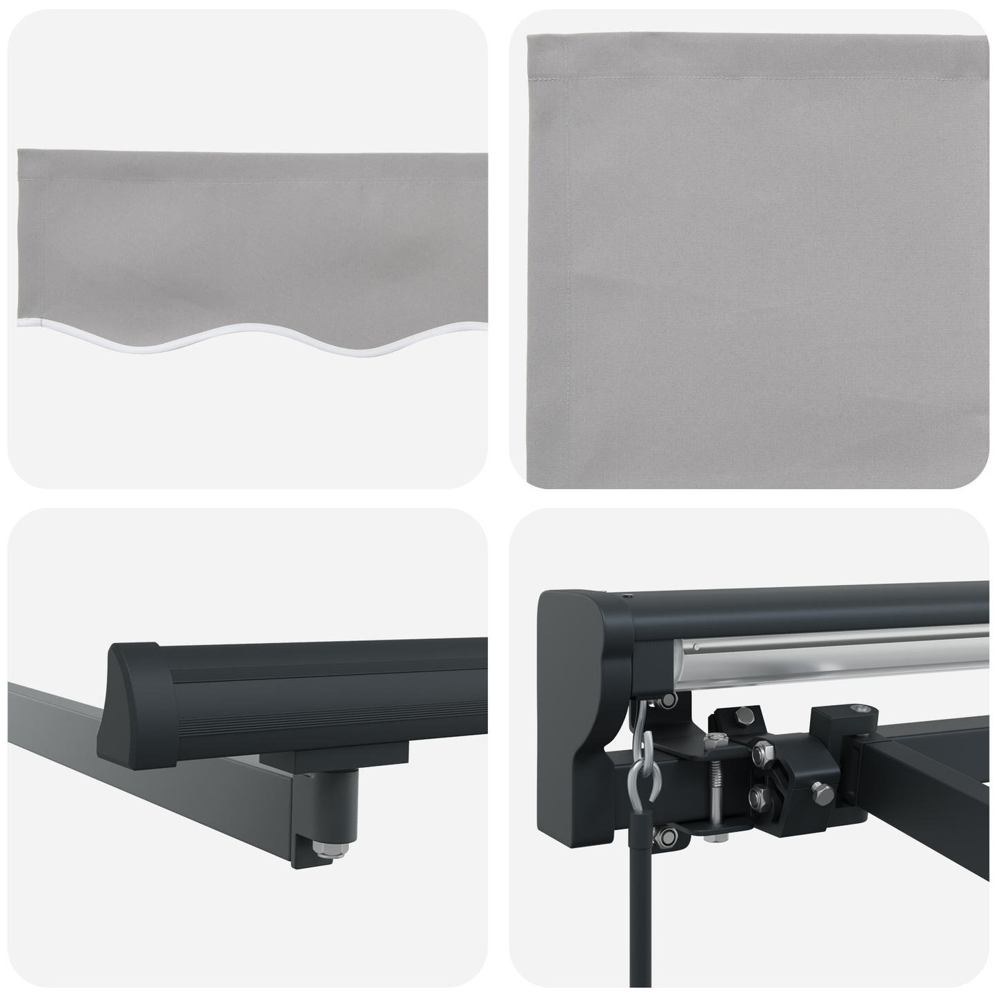Utrækkelig Markise Lysegrå 350x250 Cm Stof - billede 8