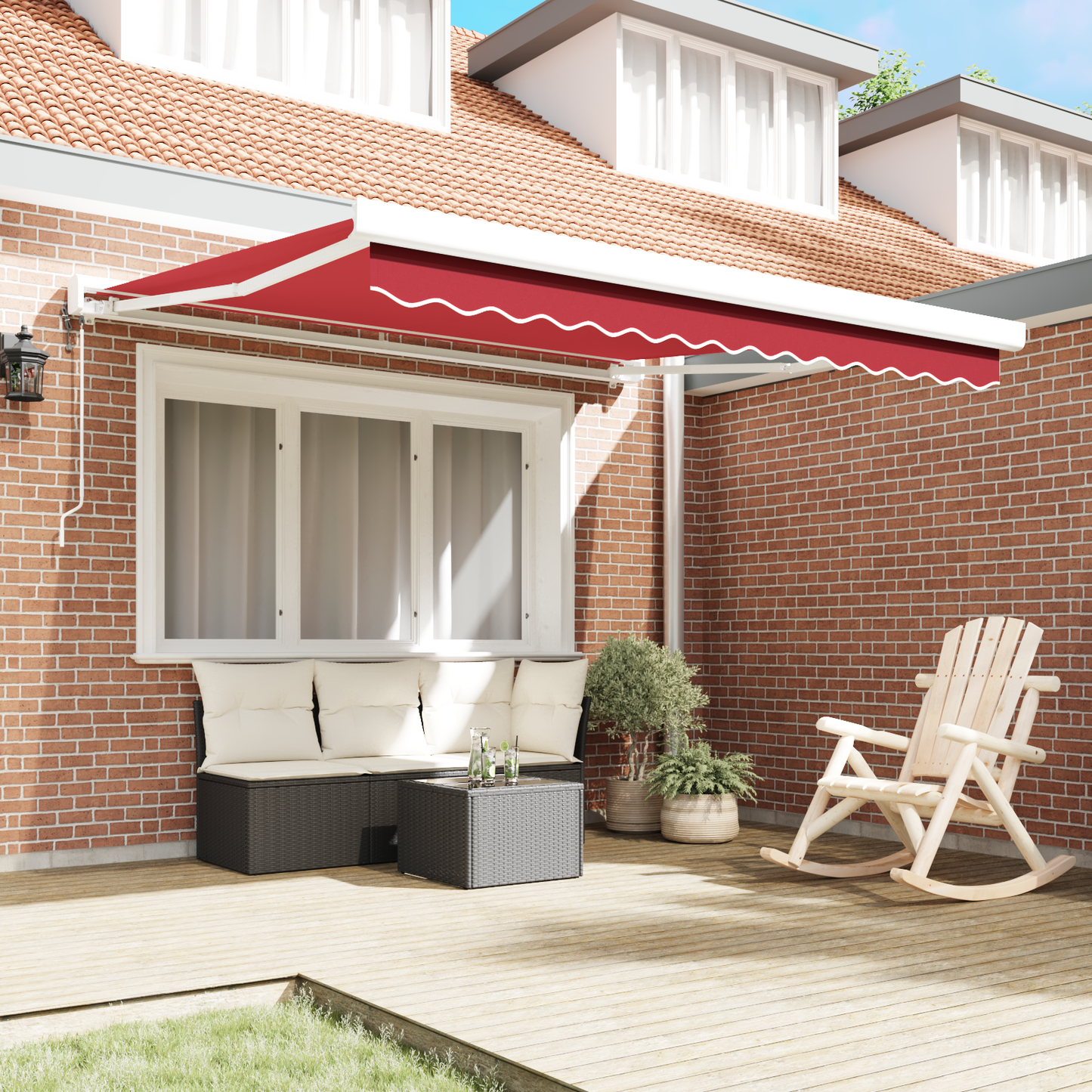 Automatisk Udtækkelig Markise Rød 350x250 Cm - billede 3