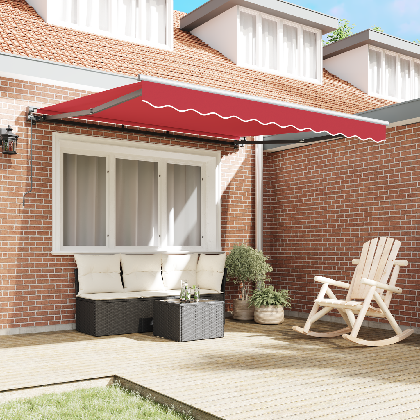 Utrækkelig Markise Rød 350x250 Cm Stof - billede 3
