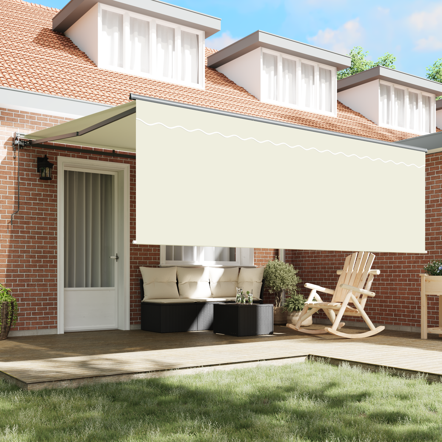 Utrækkelig Markise Creme 400 × 300 Cm Metal, Polyester - billede 3