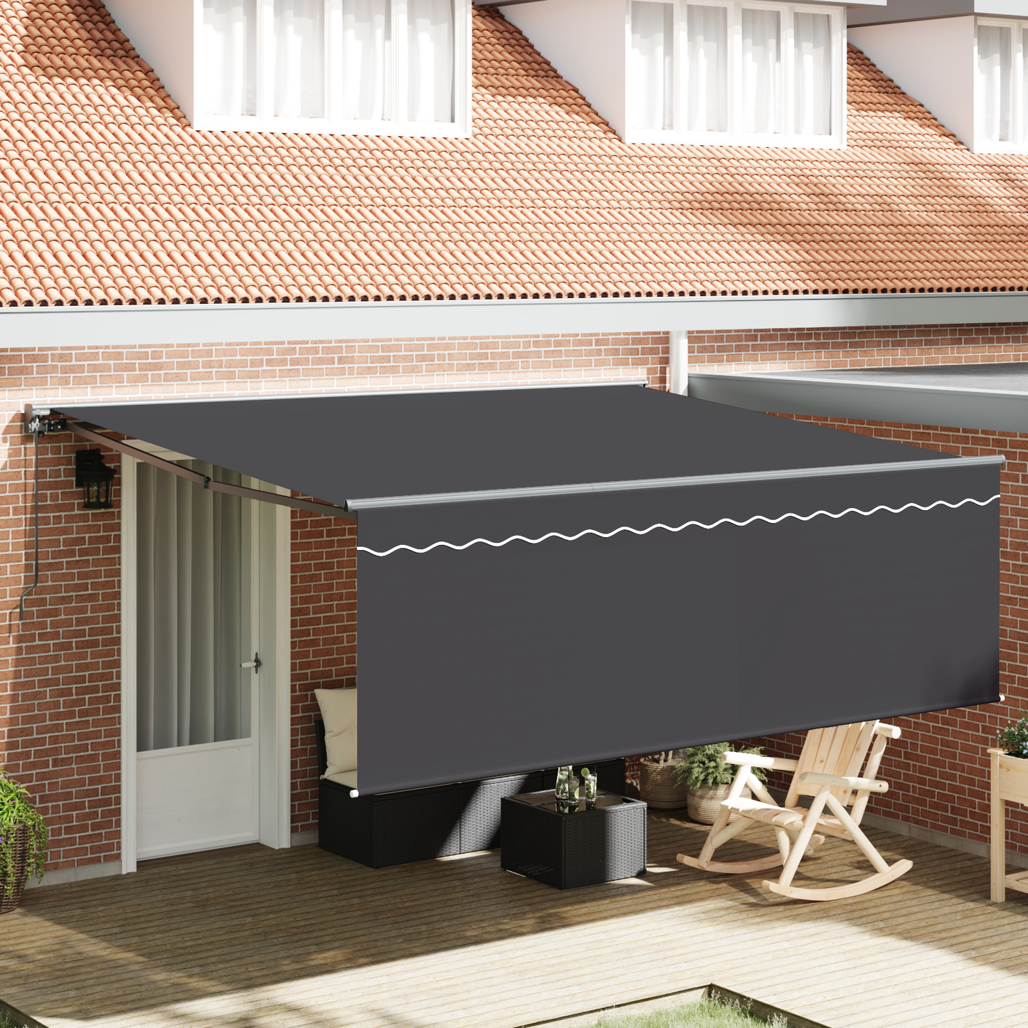 Utrækkelig Markise Antracit 400 × 300 Cm Polyester, Aluminium - hovedbillede
