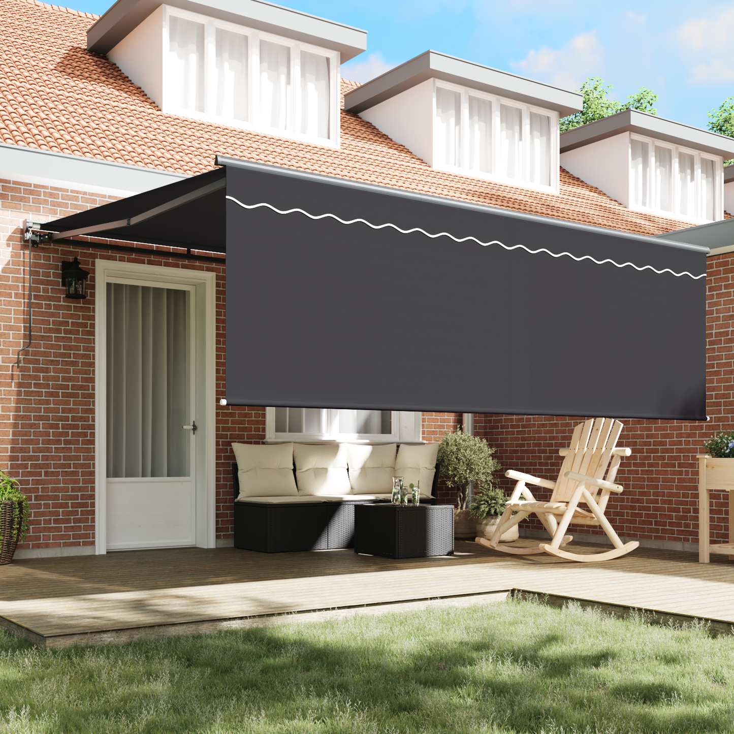 Utrækkelig Markise Antracit 400 × 300 Cm Polyester, Aluminium - billede 3