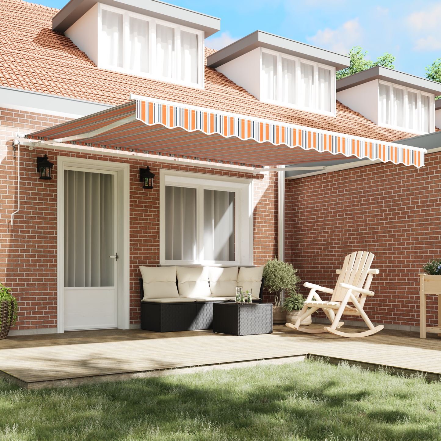 Automatisk Utrækkelig Markise, Multifarvet Stribe, 400x300 Cm - billede 3