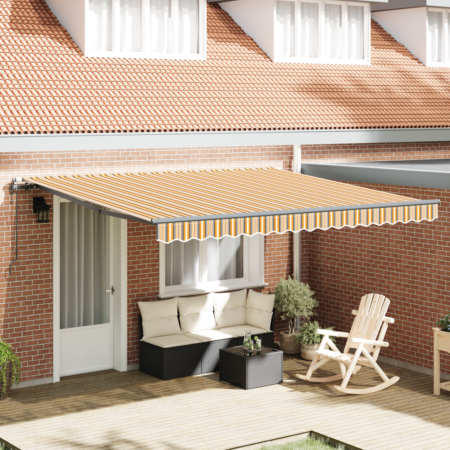 Automatisk Sammenrullelig Markise i Multikolor Stripes 400x350 Cm - hovedbillede