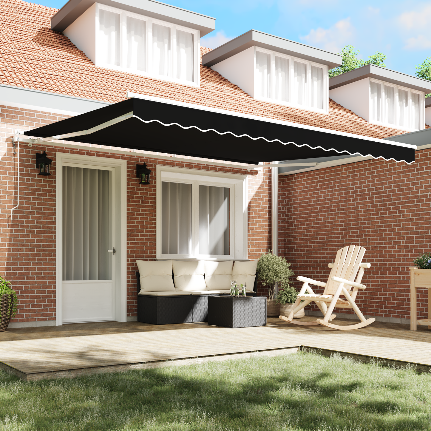 Automatisk Utrækkelig Markise Sort 400 X 350 Cm - billede 3
